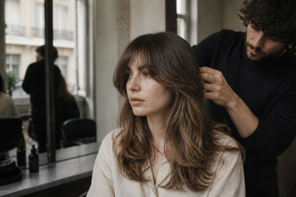 Coupe femme dégradé longue frange Châtillon